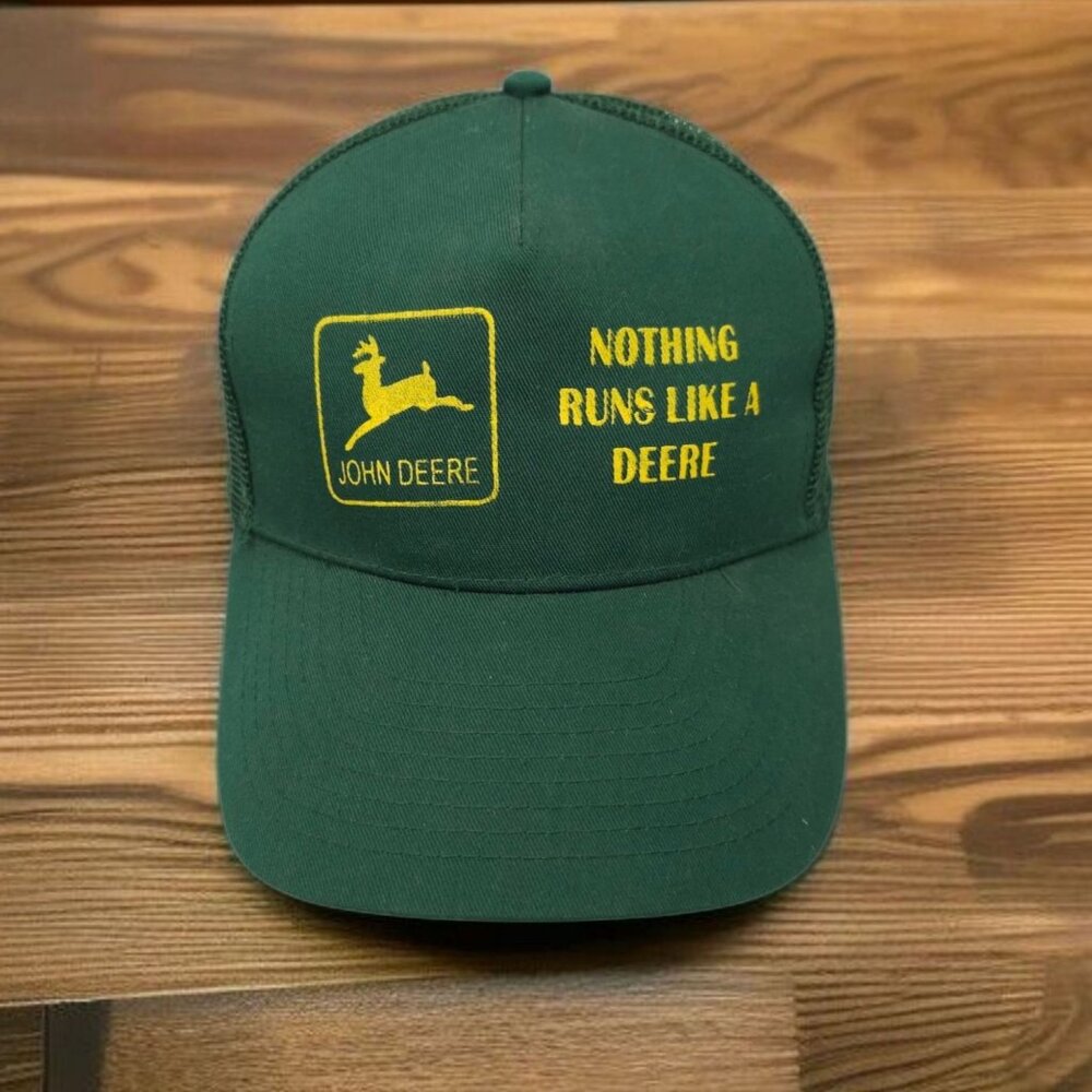 John Deere Mesh Strapback Cap Trucker Baseball Hat Nothing Runs Like A Deere